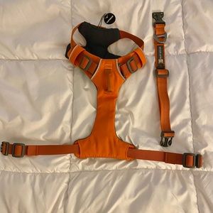 RuffWear dog collar and padded harness- orange.NWT